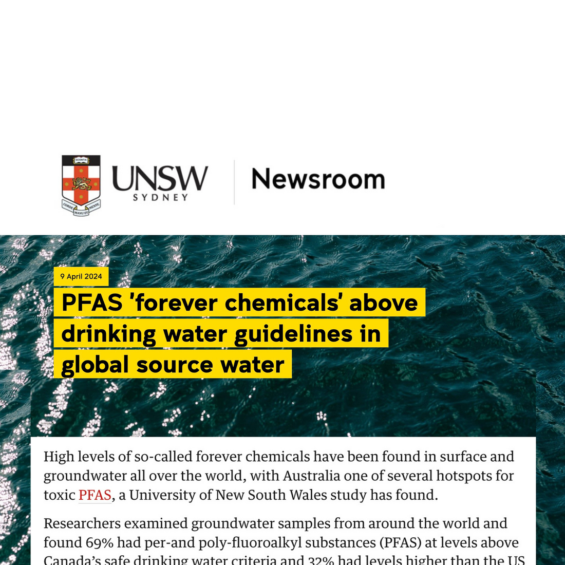 Forever Chemicals Found Above Drinking Water Guidelines